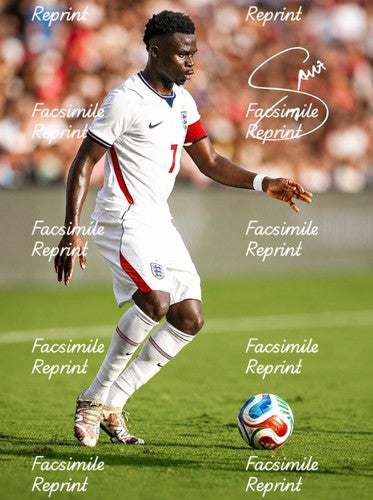 BUKAYO SAKA ENGLAND SOCCER FIFA 2026 FACSIMILE SIGNED GLOSSY PHOTO 8"X11". #1