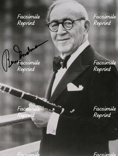 BENNY GOODMAN AMERICAN CLARINETIST FACSIMILE SIGNED PHOTO 8"X11".