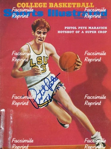 PETE MARAVICH BASKETBALL LEGEND SIGNED GLOSSY MAGAZINE CVR PHOTO 8"X11".#3