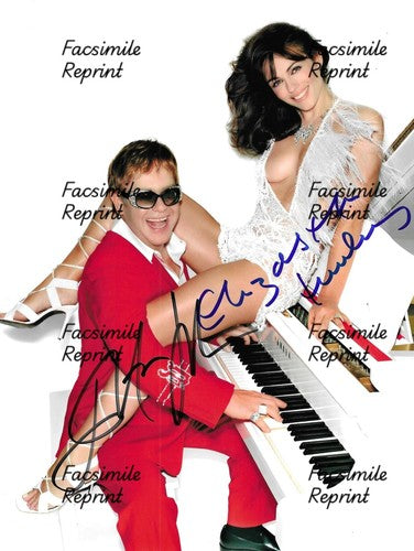 ELIZABETH HURLEY & ELTON JOHN FACSIMILE DUAL SIGNED PHOTO 8"x11".#3