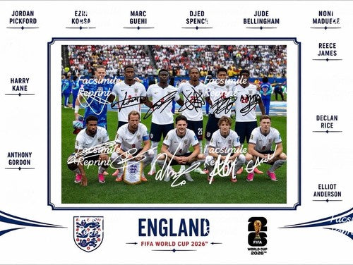 ENGLAND SOCCER SQUAD FIFA WORLD CUP 2026 FACSIMILE SIGNED GLOSSY PHOTO 8"X11".#1