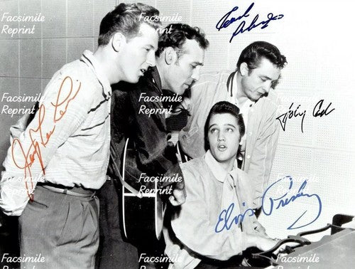 ELVIS PRESLEY,JERRY LEWIS,CARL PERKINS & J.CASH REPRINT SIGNED PHOTO 8"X11". #3