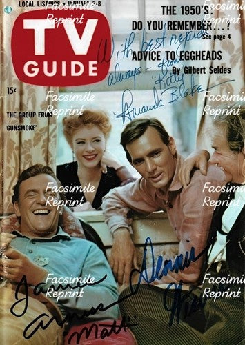 GUNSMOKE JAMES ARNESS AMANDA BLAKE & DENNIS WEAVER FACSIMILE SIGNED 8"X11"#4